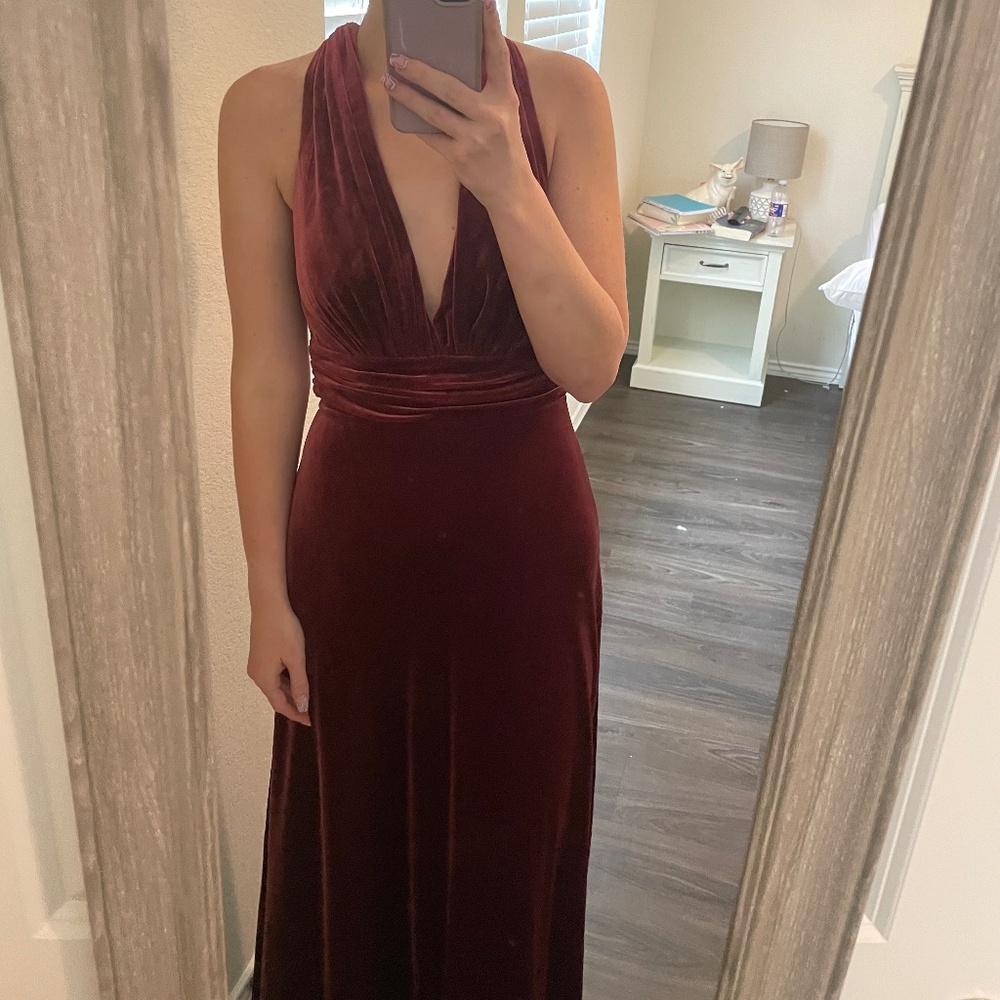 Revelry Dylan Velvet Bridesmaid Dress in Romantic Rose